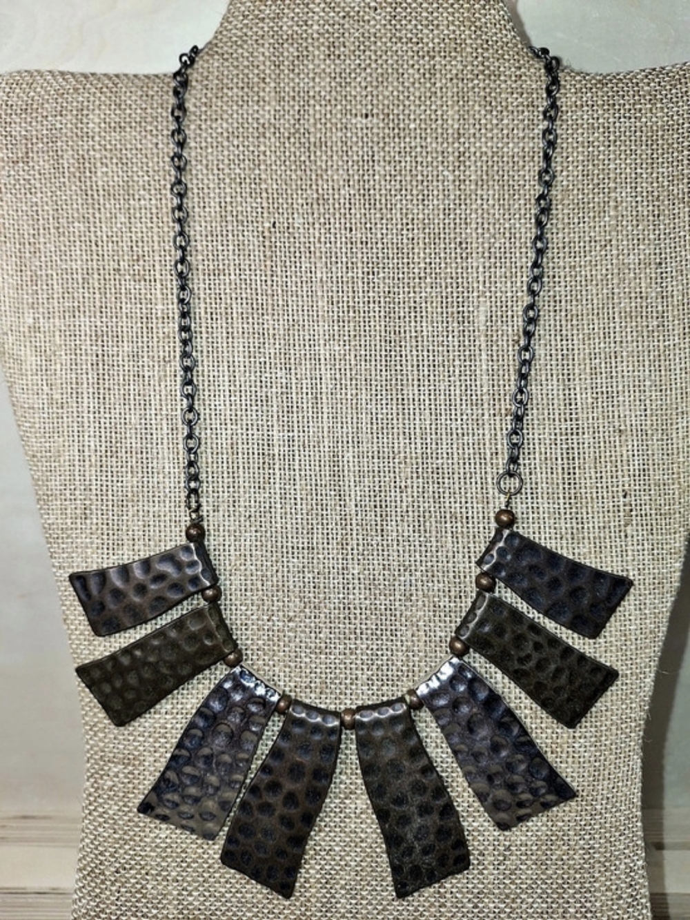 Hammered Metal Statement Necklace